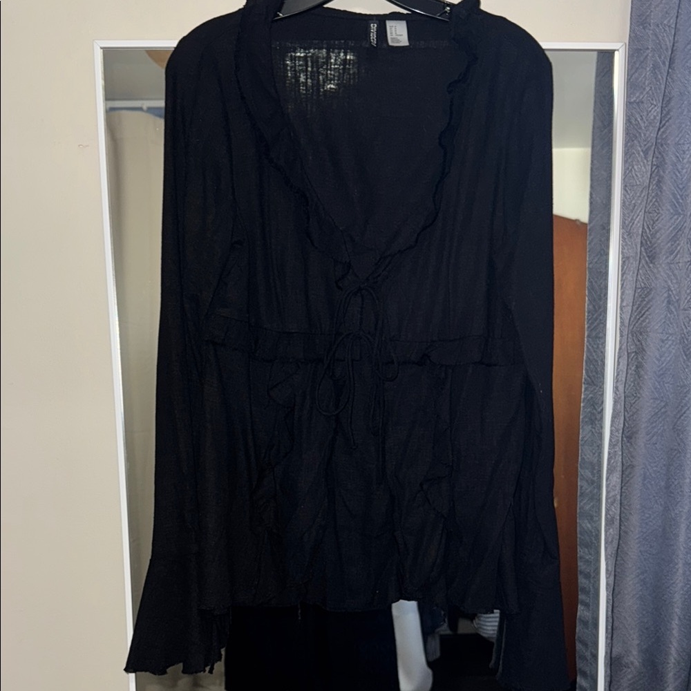 Ruffle Black Women's Top